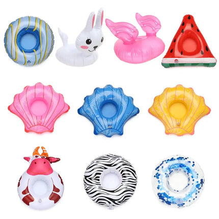Inflatable Drink Holder Cup Coasters Swimming Pool Drink Float Bar Coasters Party Decoration Kids Float Toys For Beverage Bottle