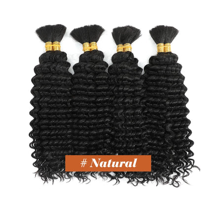 Human Braiding Hair Chocolate Brown 100g Deep Wave Bulk No Weft Human Hair Wigs Bundles for Curly Boho Braiding