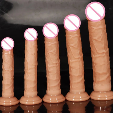 5 Sizes Double Layer Silicone Dildo Realistic Fake Long Penis Butt Plug Adult Sex Toys For Woman Men Vagina Anal Massage Tools