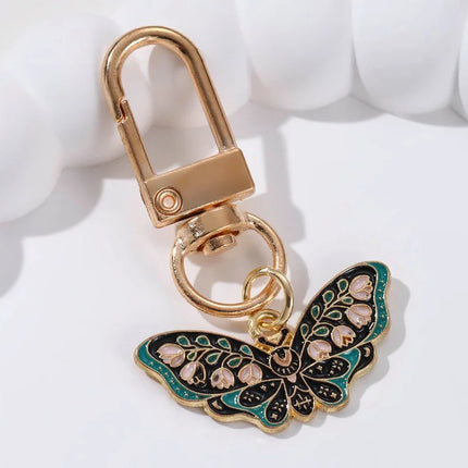 Colourful Flying Insect Butterfly Moth Enamel Keychain Lovely Animals Key Ring For Friends Entomologist Good Handmade Gift