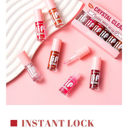 6pcs Set Small Bottle Hydrating Jelly Lip Oil Long Lasting Moisturizing Shimmer Gloss Smooth Care Non Sticky