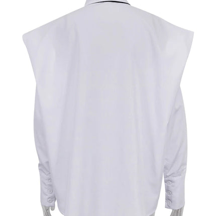Clacive Fashion White Woman Blouse 2023 Elegant Lapel Long Sleeve Shirt Blusa Streetwear Chic Pocket Blusa  Top Female Clothing