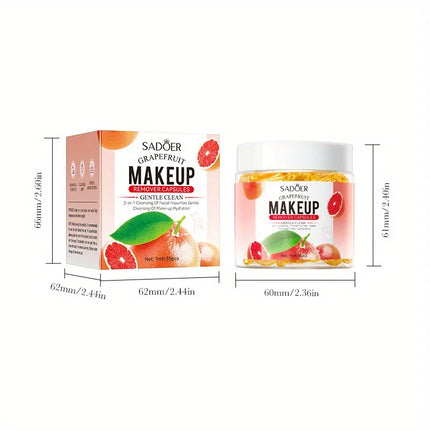 Grapefruit Makeup Remover Capsules Deep Cleanse Dissolve Waterproof Makeup Gentle On Skin Travel Friendly