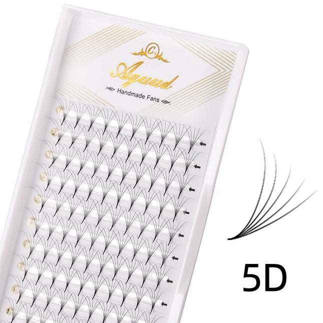 AGUUD 10 trays/lot Korea premade Russian volume lashes super fans needle pointy stem narrow base promade fans eyelash extensions