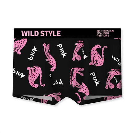 MAIMENG Men's Underwear Sexy Leopard Pattern Ice Silk Panties Comfortable Cool Breathable Fashion Men Boxer Short Summer