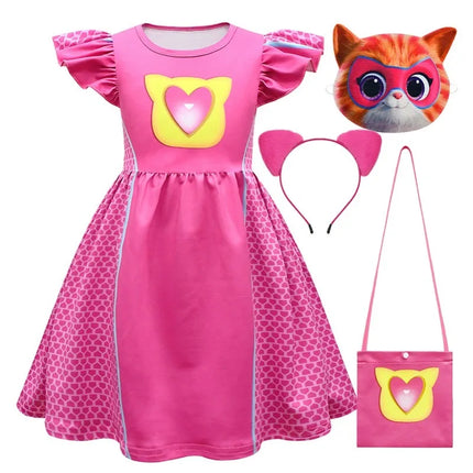 Children Dresses Cosplay SuperKitties Dress for Girls Super Kitties Costume Sparks Girls A-Line Dress Party Gift Ginny Clothing