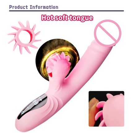 Silicone Rotating Telescopic Warming Vibrator for Couples Foreplay Sex, Clit Stimulation G-Spot Vibration Adult Toys for Women