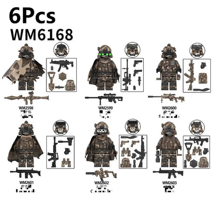 WM6147 WM6168 WM6169 Military Series SWAT Special Forces Building Block Commando Soldier City Police Cap Mini Action Figure Toys