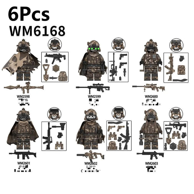 WM6147 WM6168 WM6169 Military Series SWAT Special Forces Building Block Commando Soldier City Police Cap Mini Action Figure Toys