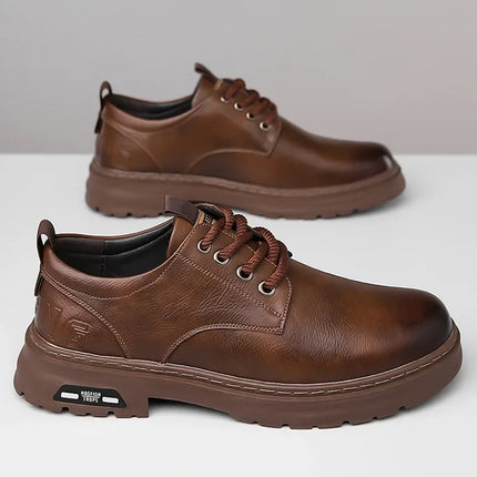 Men's Casual Leather Shoes Designer Trendy All-match Platform Shoes  Men's Business Breathable Leather Shoes shoe