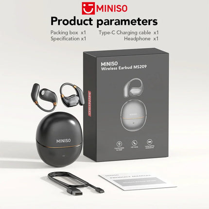 【MINISO MS209】 Bluetooth V6.0 Earphones AI OWS Wireless Headphones Music Stereo Translation Headphones Low Latency Long- life