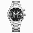 Round Silver Black