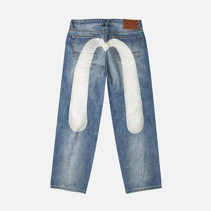 Mens Jeans Print High Waist Straight Leg Denim Pants Harajuku Unisex Loose Fit Tapered Casual Streetwear Fashion Trend Arrival