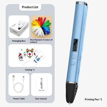 For Doodling Making Holiday Presents 3D Printing Pen With Oled Display temperature Control And Fast Extrusion With PLA Filament