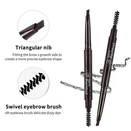 Double Ended Eyebrow Pencil Rotatable Triangle Eye Brow Pen Sweatproof Waterproof Smooth Lasting Beauty With Brush Makeup Tool