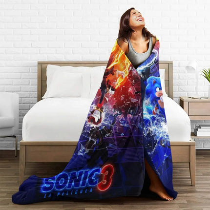 Sonic Poster Blanket 100x150cm - Soft Warm Throw Bedspread / Couverture Sonic 100x150cm - Jeté Doux Chaud