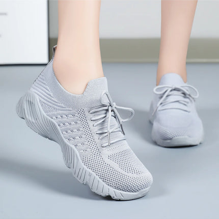 Women's Sneakers Breathable Casual Women Sock Shoes Lace Up Ladies Flats Female Spring Vulcanized Running Zapatillas De Mujer