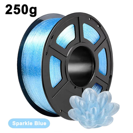 PLA 3D Printing Materia 1.75mm Transparent Crystal Sparkle Blue pla Crystal 3D Printer Material 250g 1Kg Vacuum Packaging