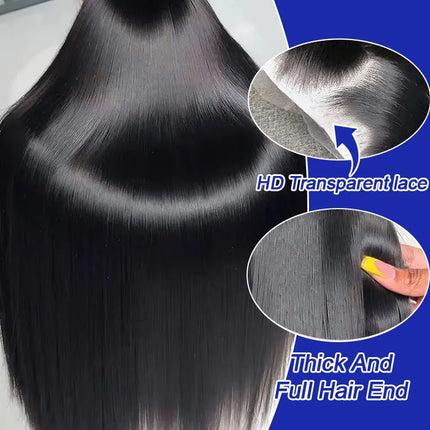 40 Inch Bone Straight Human Hair Wig 13x4 13x6 HD Transparent Lace Wigs Brazilian Full Lace Frontal Wig For Women 300% Density