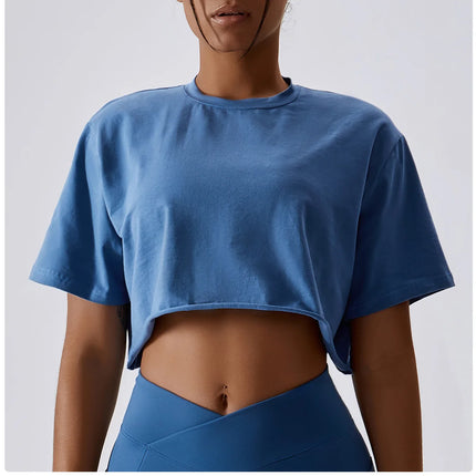 Y2K Outdoor Dance Sports Short sleeved Yoga Dress Women's Leisure Versatile Fitness Top Loose Sports T-shirt