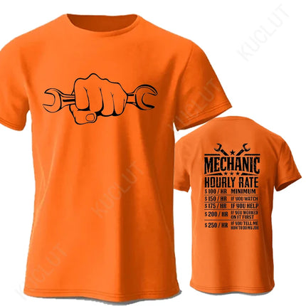 Men's T-Shirt Tops Mechanic Hourly Rate Unique Tee Shirt Male T-shirt Car Fix Engineer Graphic Design T-Shirt Clothing Gift Idea