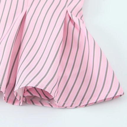 DUOPERI Women 2025 New Fashion Poplin Striped Backless Camisole Thin Straps V-Neck Female Chic Lady Casual Mujer Tops