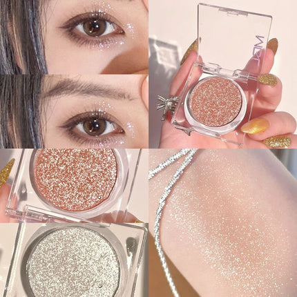 Monochrome White Shiny Highlighter Palette Gorgeous Glitter High Gloss Long Lasting Pearlescent Shimmer Brighten Bronzers Makeup