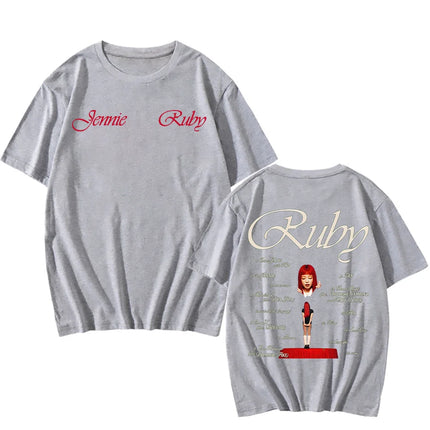 Jennie Ruby Album Printing T-Shirt Jennie Pretty Girl Mantra T-shirt Unisex Fan Gift Tee Women Cotton High Quality Soft Top