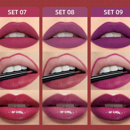 3pcs Matte Liquid Lipstick+Lip Liner Set Lip Glaze Makeup Nude Black Red Velvet Lip Gloss Long Lasting Lip Tint Cosmetics Kits