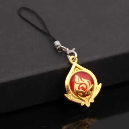 Game Genshin Impact Vision Keychain Luminous 7 Element Double Side Glass Pendant Eye Of Original Keyring Phone Charms Souvenir