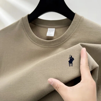100% pure cotton short sleeve round neck men's T-shirt hot selling luxury brand summer exquisite pony embroidery breathable top