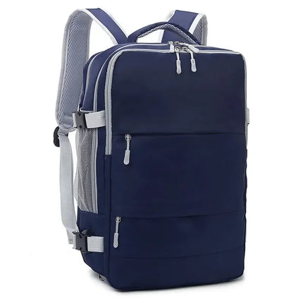 Water-resistant independent shoe compartment backpack with railing, USB interface travel bag, large-capacity storage bag