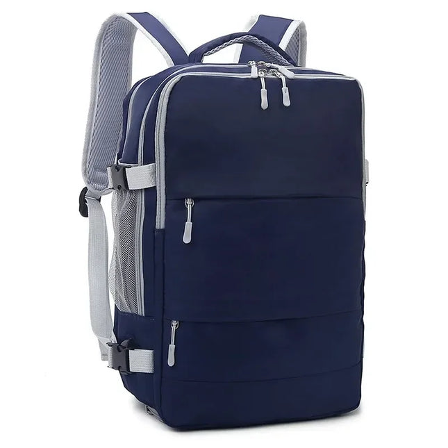 Water-resistant independent shoe compartment backpack with railing, USB interface travel bag, large-capacity storage bag