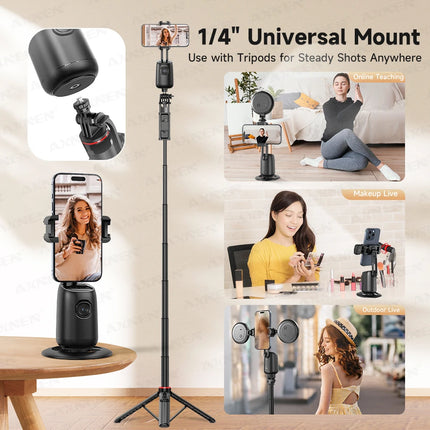 P05 AI Follow Gimbal 360 Rotation Face Tracking Stabilizer Filming Portable Desktop Cellphone Holder for Live/Photo