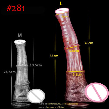 FAAK Colorful Silicone Ribbed Fantasy Horse Knot Dildo with Suction Cup Anal Sex Toys Soft Girthy Huge Fake Penis for Women