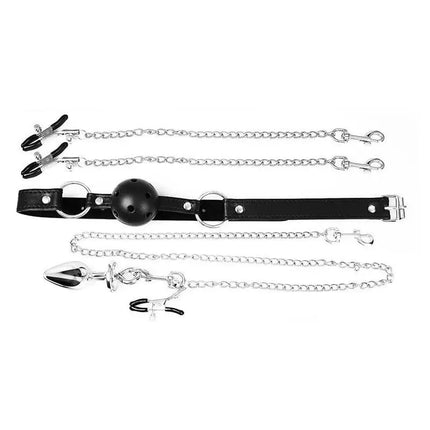[TG823]Mouth Gag Nipple Clamp Clitoris Clip Anal Butt Plug With Chain Clip Sex Toy Adjustable Breast Clip Stimulator