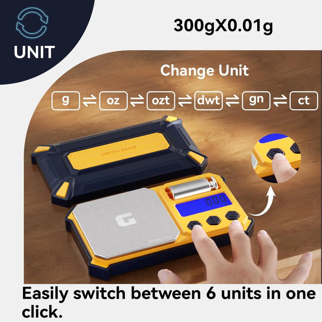 Digital Pocket Gram Scale, accuracy 300g x 0.01g, small high-precision portable digital weights for jewelry, diamonds, powders