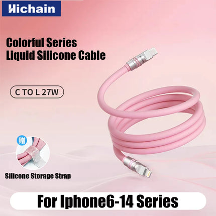 Hichain PD27W MFI USB C To Lightning Fast Charging Cable Liquid Silicone Soft Charging Cable For iphone6/7/8/9/10/11/12/13/14