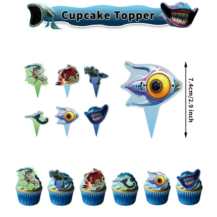 Bloop Sea Monster Birthday Party Decorations Gran Maja Subnautica Party Decorations Banner Cake Topper Cupcake Toppers Ballons