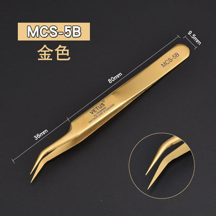 1pcs Vetus MCS Series Blue/Gold/Colorful Russian Volume Bloom Eyelash Extension Tweezers Stainless Precision Lash Tweezers Tools