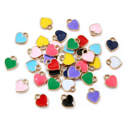 50pcs Red Small Cute Heart Charms Pendant 6x8mm Alloy Metal DIY Jewelry Making Accessories for Earrings Bracelet Necklace