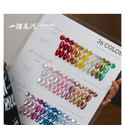 36-color/set Star River Cat Eye Gel Nail Polish 15ml Magnetic Gel Glass Beads Semi Permanent Soak Off UV Nail Gel For Nail Salon