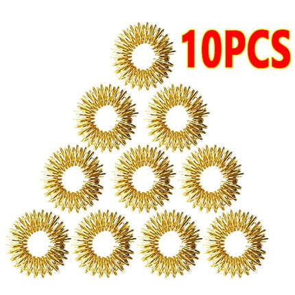 5PCS Stainless Steel Finger Massage Acupressure Ring Stress Relief Anxiety Teens Adults Stress Finger Toys For Adult Kids SBAMQ2
