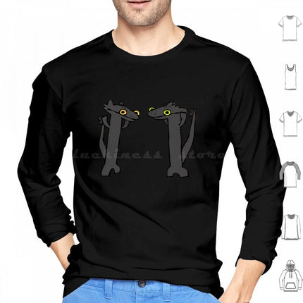 Toothless Dancing Meme Hoodie Cotton Long Sleeve Dragon Toothless Dancing Meme Cute Funny Toothless Dancing Viral Cartoon