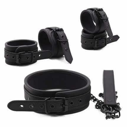 Bondage Toys BDSM Sex Restrsaints Erotic Adults Toys Handcuffs Ankle Cuffs Collar Sex Toy Adults Games Sex Leather Ferminino Kit