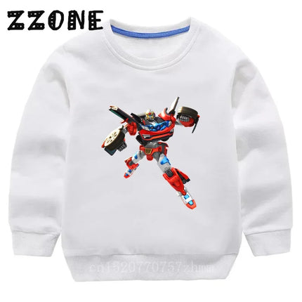 Kids Sweatshirts Tobot Evolution Transformer Robot Car Print Funny Children Hoodies Casual Baby Pullover Tops Girls Boys Clothes
