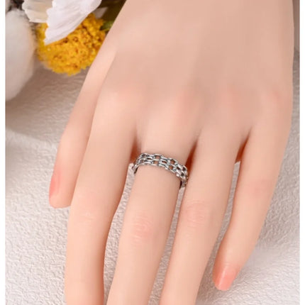 Shine Zircon Ring 925 Silver Original Stone Multi Layer Simple Infinitely Wide Rings For Women FineJewelry Wedding Party Gift