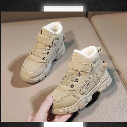 Winter Children's Boots Boys Plus Cashmere Thicken Warm Snow Boots Girls Non-slip Outdoor Boots Student Shoes Hiking Shoes