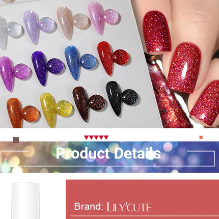 LILYCUTE 7ml Nail Polish Holographic Reflective Colorful Shining Effec Manicure Nail Art Varnish No Need Lamp Air Dry