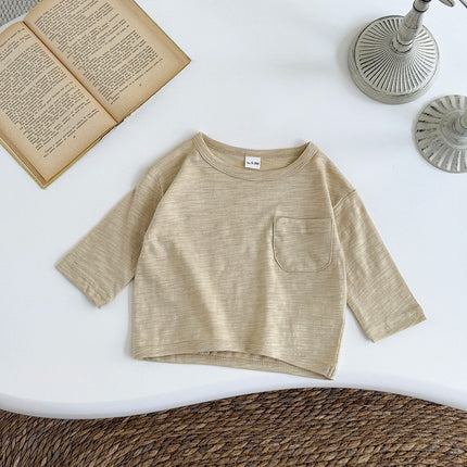 Baby Original Pocket Sports Shirt With 2025 Korean Autumn Baby Top, Children's Top Men's Top, Girls' Top